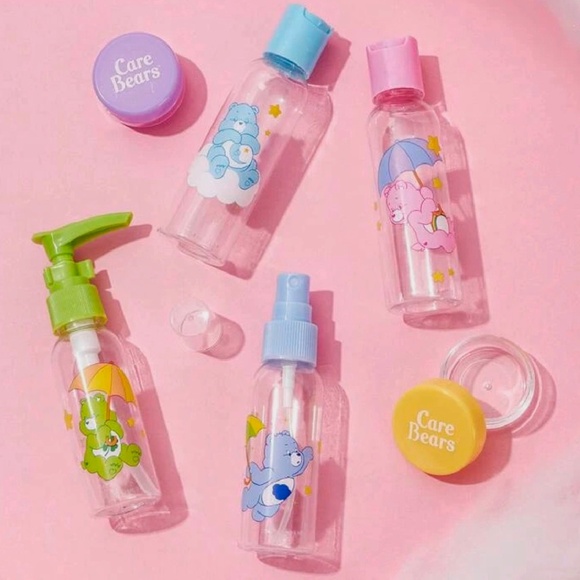 SOLD Care Bears Cartoon 14pc Lot Travel Bottles, Mini Makeup Puffs, Powder Puffs - Picture 3 of 15